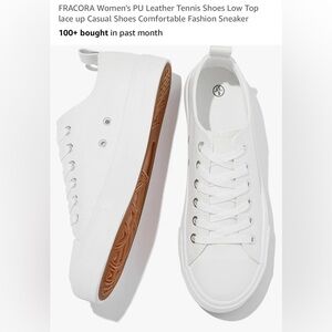 Cute White Leather Tennis Shoes- classic style